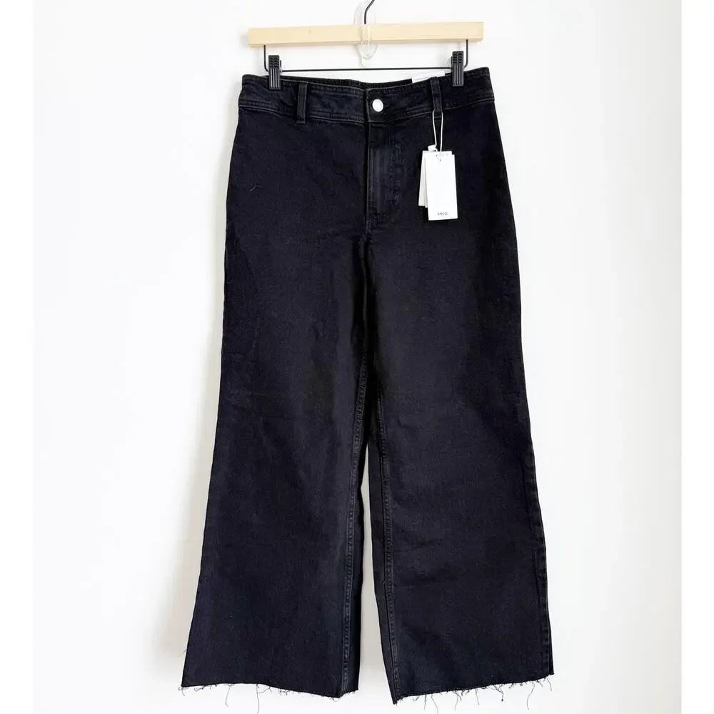 Mango NWT high Rise Black Wash Culotte Jean Catherin US 6 - Picture 2 of 5